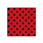 Polka Dots - Black on Fire Engine Red Satin Bandana Scarf