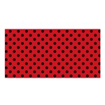 Polka Dots - Black on Fire Engine Red Satin Shawl