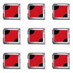 Polka Dots - Black on Fire Engine Red Mega Link Italian Charm (9 pack)