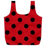 Polka Dots - Black on Fire Engine Red Full Print Recycle Bag (XL)