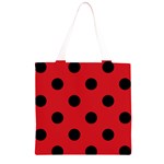 Polka Dots - Black on Fire Engine Red Grocery Light Tote Bag