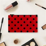 Polka Dots - Black on Fire Engine Red Cosmetic Bag (S)