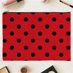 Polka Dots - Black on Fire Engine Red Cosmetic Bag (XXXL)