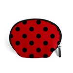 Polka Dots - Black on Fire Engine Red Accessory Pouch (Small)