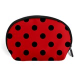 Polka Dots - Black on Fire Engine Red Accessory Pouch (Large)