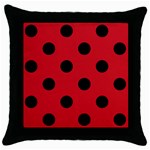 Polka Dots - Black on Fire Engine Red Throw Pillow Case (Black)
