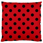 Polka Dots - Black on Fire Engine Red Large Cushion Case (Two Sides)