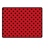Polka Dots - Black on Fire Engine Red Fleece Blanket (Small) (One Side)