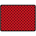 Polka Dots - Black on Fire Engine Red Double Sided Fleece Blanket (Large) (Two Sides)