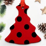 Polka Dots - Black on Fire Engine Red Ornament (Christmas Tree)