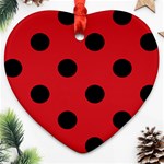 Polka Dots - Black on Fire Engine Red Ornament (Heart)