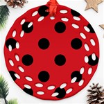 Polka Dots - Black on Fire Engine Red Ornament (Round Filigree)