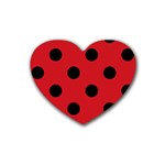 Polka Dots - Black on Fire Engine Red Heart Coaster (4 pack)