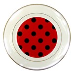 Polka Dots - Black on Fire Engine Red Porcelain Plate