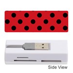 Polka Dots - Black on Fire Engine Red Memory Card Reader (Stick)