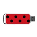 Polka Dots - Black on Fire Engine Red Portable USB Flash (One Side)