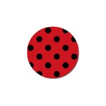 Polka Dots - Black on Fire Engine Red Golf Ball Marker (4 pack)