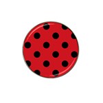 Polka Dots - Black on Fire Engine Red Hat Clip Ball Marker (4 pack)