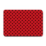 Polka Dots - Black on Fire Engine Red Small Doormat