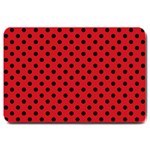 Polka Dots - Black on Fire Engine Red Large Doormat