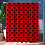 Polka Dots - Black on Fire Engine Red Shower Curtain 60  x 72  (Medium)