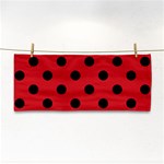Polka Dots - Black on Fire Engine Red Hand Towel