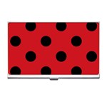 Polka Dots - Black on Fire Engine Red Business Card Holder