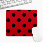 Polka Dots - Black on Fire Engine Red Large Mousepad