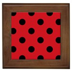 Polka Dots - Black on Fire Engine Red Framed Tile
