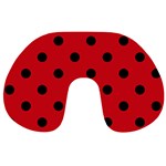 Polka Dots - Black on Fire Engine Red Travel Neck Pillow