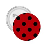 Polka Dots - Black on Fire Engine Red 2.25  Button