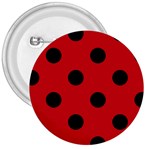 Polka Dots - Black on Fire Engine Red 3  Button