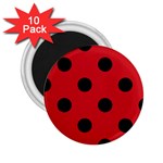 Polka Dots - Black on Fire Engine Red 2.25  Magnet (10 pack)
