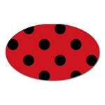 Polka Dots - Black on Fire Engine Red Magnet (Oval)