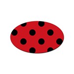 Polka Dots - Black on Fire Engine Red Sticker (Oval)
