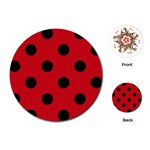 Polka Dots - Black on Fire Engine Red Playing Cards (Round)