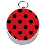 Polka Dots - Black on Fire Engine Red Silver Compass