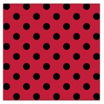 Polka Dots - Black on Cardinal Red Large Satin Scarf (Square)