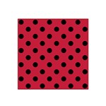 Polka Dots - Black on Cardinal Red Satin Bandana Scarf