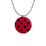 Polka Dots - Black on Cardinal Red 1  Button Necklace
