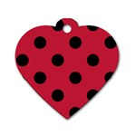 Polka Dots - Black on Cardinal Red Dog Tag Heart (One Side)