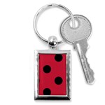 Polka Dots - Black on Cardinal Red Key Chain (Rectangle)