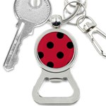 Polka Dots - Black on Cardinal Red Bottle Opener Key Chain