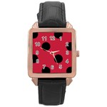 Polka Dots - Black on Cardinal Red Rose Gold Leather Watch