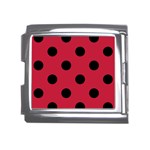 Polka Dots - Black on Cardinal Red Mega Link Italian Charm (18mm)