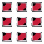 Polka Dots - Black on Cardinal Red Mega Link Italian Charm (9 pack)
