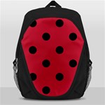 Polka Dots - Black on Cardinal Red Backpack Bag