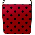 Polka Dots - Black on Cardinal Red Flap Closure Messenger Bag (S)