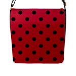 Polka Dots - Black on Cardinal Red Flap Closure Messenger Bag (L)