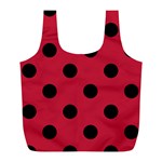 Polka Dots - Black on Cardinal Red Full Print Recycle Bag (L)